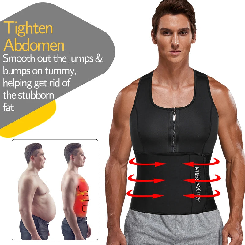 Mens Waist Trainer Vest Slimming Body Shaper Compression Shirt Workout Tank Top Shapewear Fitness Undershirt Fat Burn Sauna Suit