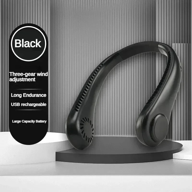 New Mini Neck Fan Portable Bladeless Hanging Neck 1200mAh Rechargeable Air Cooler 3 Speed Mini Summer Sports Fans Waist fan Fan