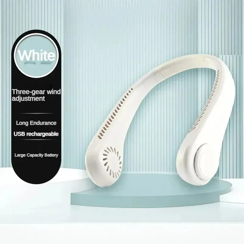 New Mini Neck Fan Portable Bladeless Hanging Neck 1200mAh Rechargeable Air Cooler 3 Speed Mini Summer Sports Fans Waist fan Fan