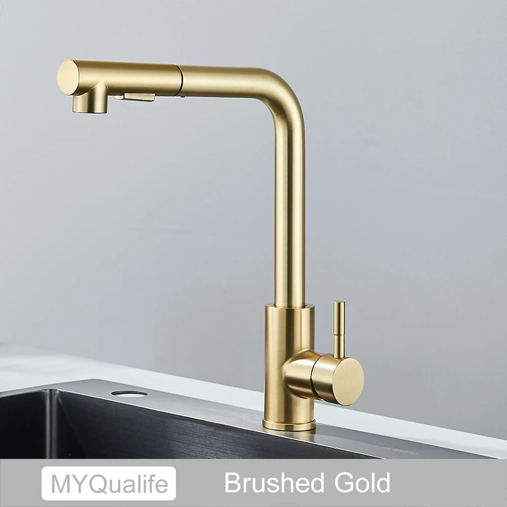 Black Pull Out Kitchen Sink Faucet Two Model Stream Sprayer Nozzle Stainless Steel Hot Cold Water Mixer Tap Deck