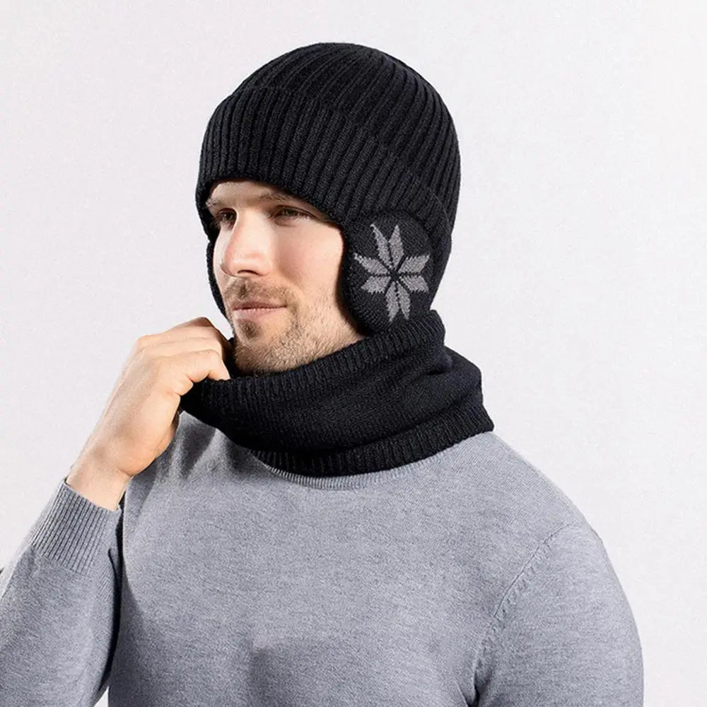 2 in 1 Winter Knitted Cap Neck Warmer USB Heated Beanie Hat Scarf Outdoor Cold Weather Rechargeable Heated Knitting Beanies