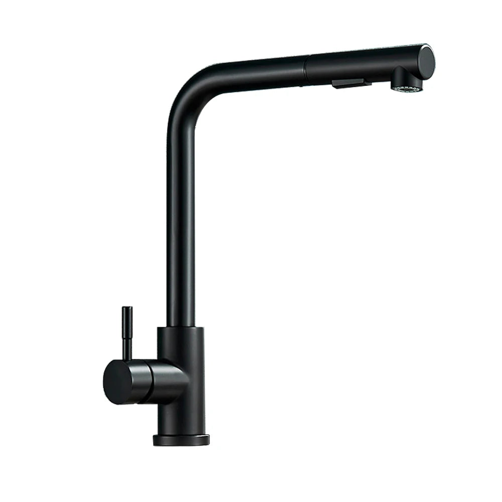 Black Pull Out Kitchen Sink Faucet Two Model Stream Sprayer Nozzle Stainless Steel Hot Cold Water Mixer Tap Deck