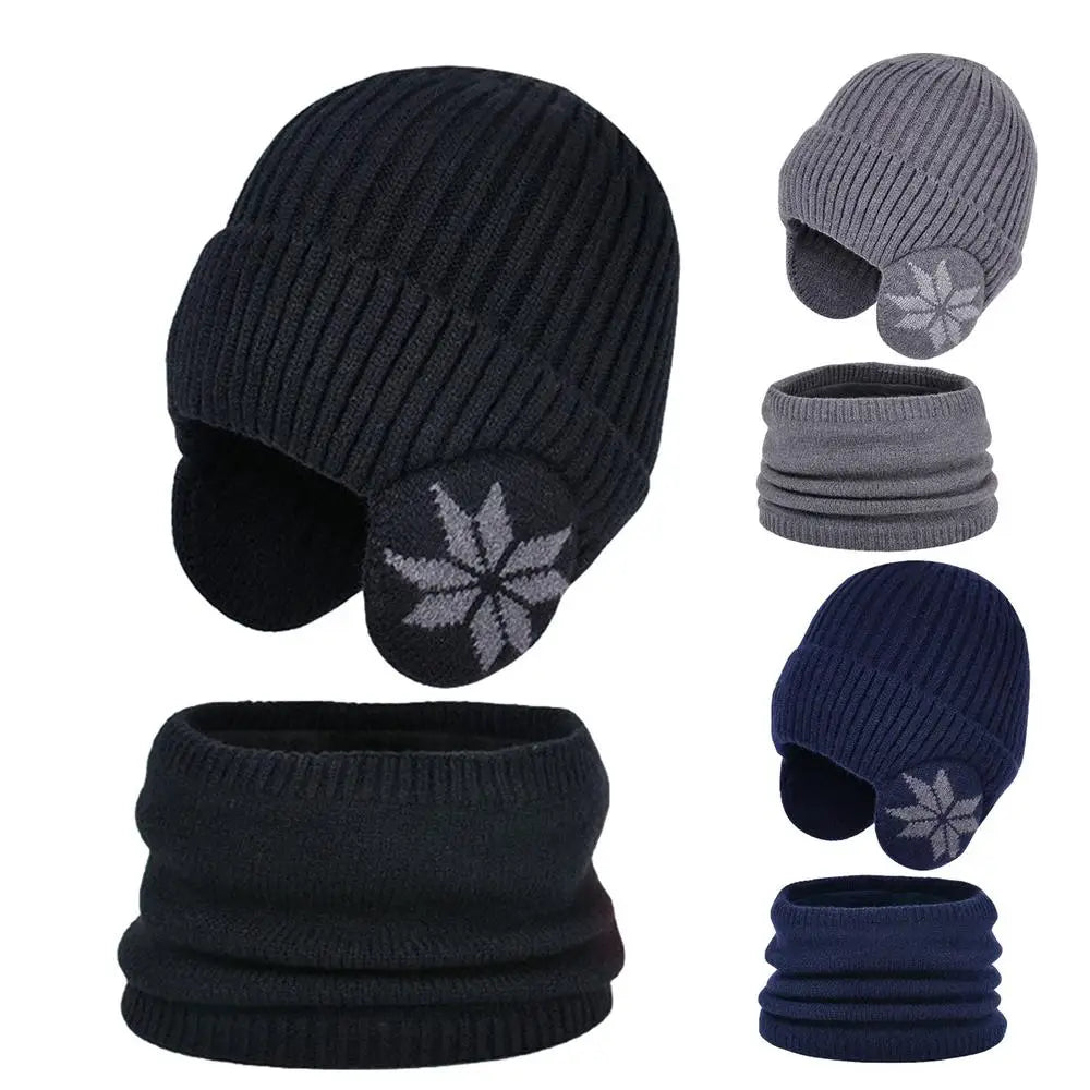 2 in 1 Winter Knitted Cap Neck Warmer USB Heated Beanie Hat Scarf Outdoor Cold Weather Rechargeable Heated Knitting Beanies