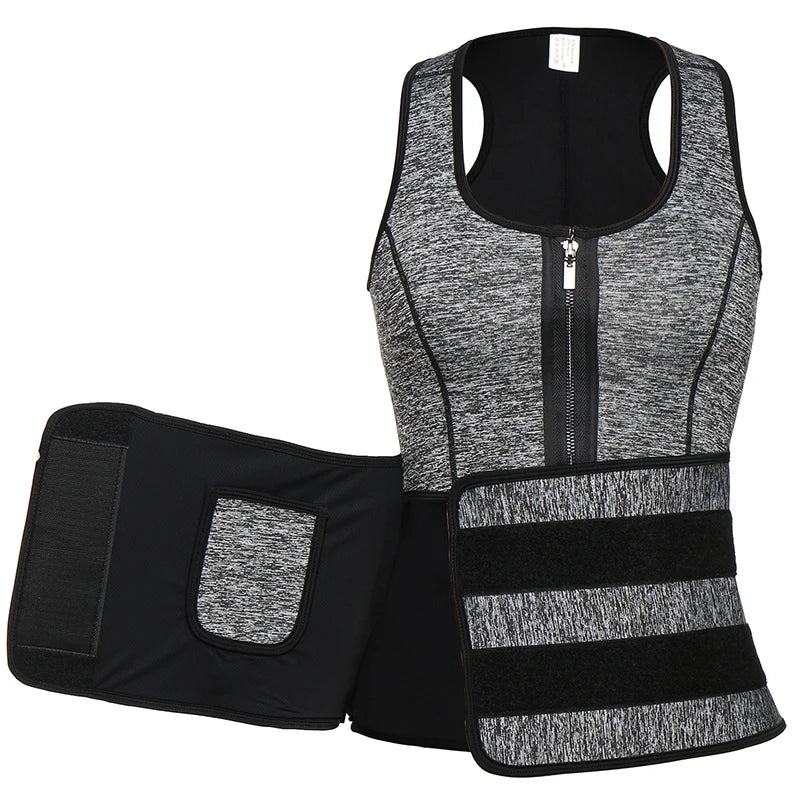Mens Waist Trainer Vest Slimming Body Shaper Compression Shirt Workout Tank Top Shapewear Fitness Undershirt Fat Burn Sauna Suit
