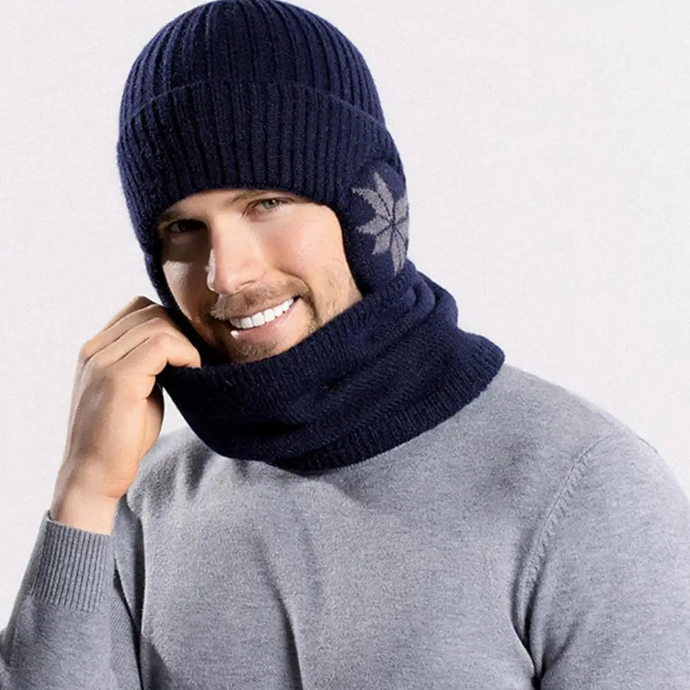 2 in 1 Winter Knitted Cap Neck Warmer USB Heated Beanie Hat Scarf Outdoor Cold Weather Rechargeable Heated Knitting Beanies