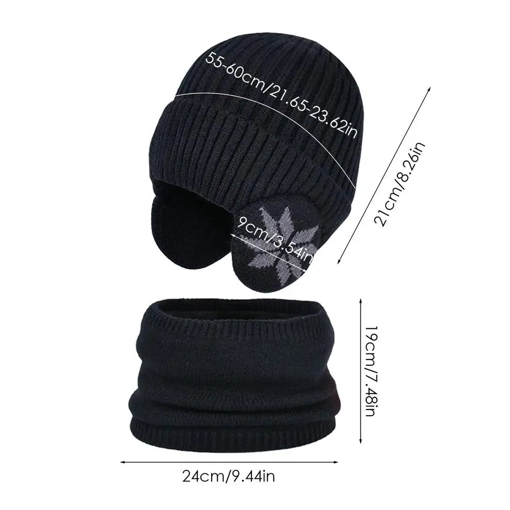 2 in 1 Winter Knitted Cap Neck Warmer USB Heated Beanie Hat Scarf Outdoor Cold Weather Rechargeable Heated Knitting Beanies