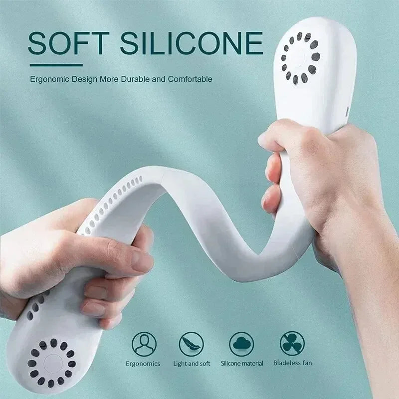 New Mini Neck Fan Portable Bladeless Hanging Neck 1200mAh Rechargeable Air Cooler 3 Speed Mini Summer Sports Fans Waist fan Fan