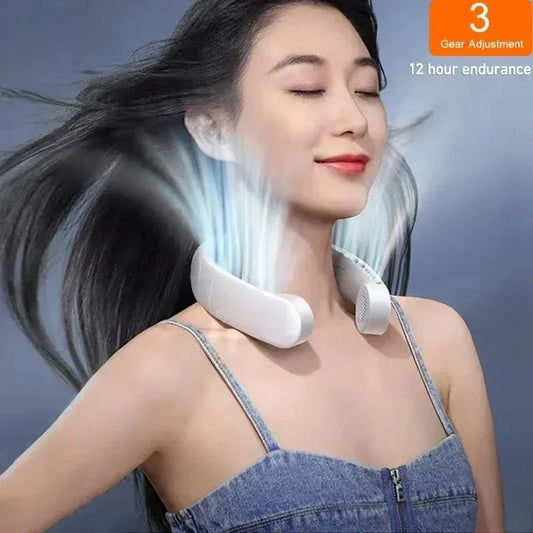 New Mini Neck Fan Portable Bladeless Hanging Neck 1200mAh Rechargeable Air Cooler 3 Speed Mini Summer Sports Fans Waist fan Fan