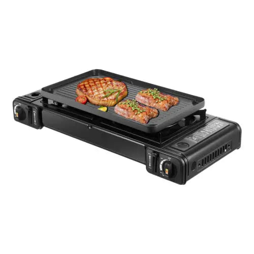 Black Portable Camping Stove 2 Burners Camping Stove Camping Stove W/Grill Tray