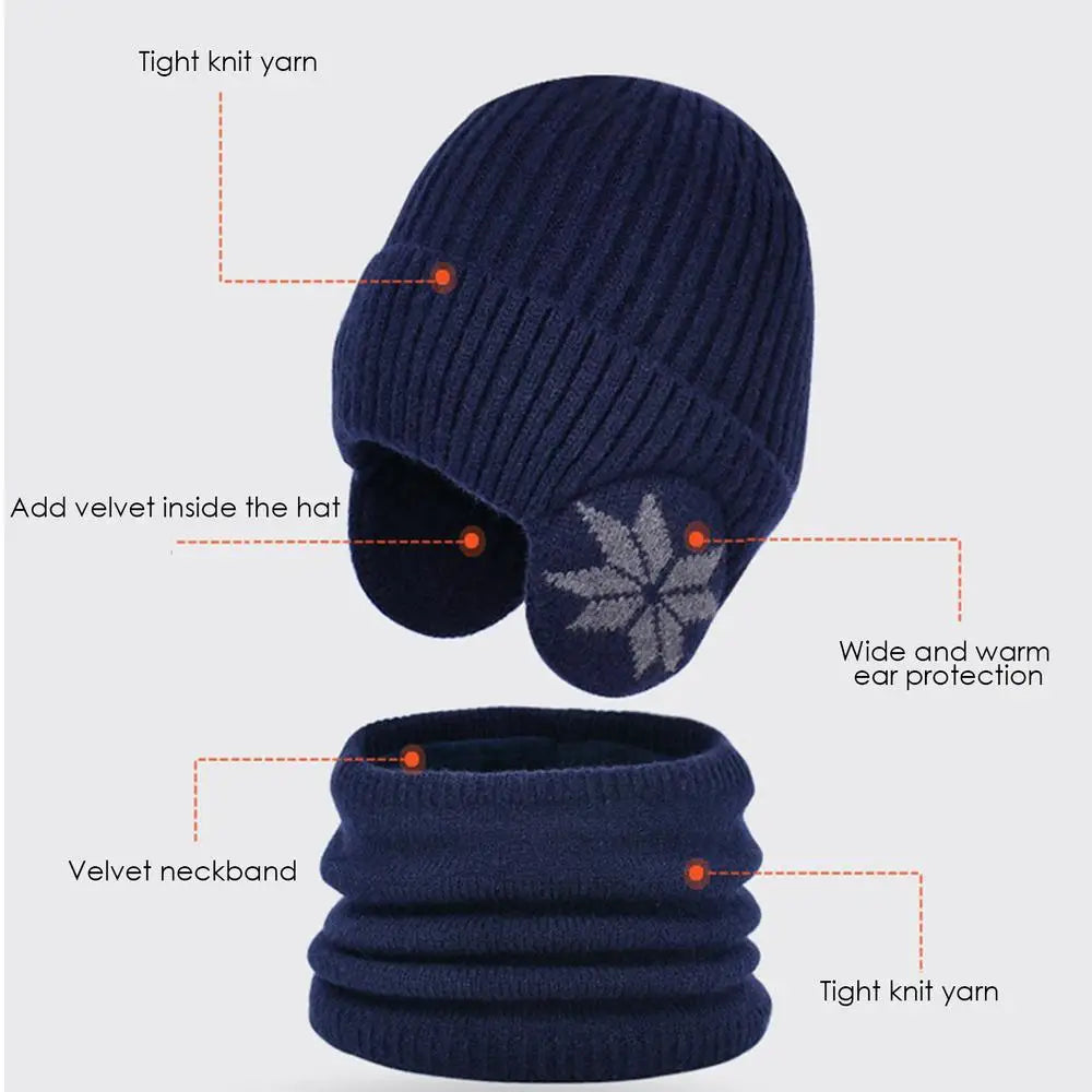 2 in 1 Winter Knitted Cap Neck Warmer USB Heated Beanie Hat Scarf Outdoor Cold Weather Rechargeable Heated Knitting Beanies
