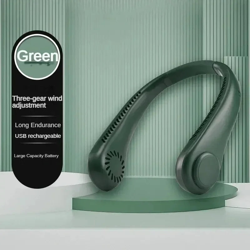New Mini Neck Fan Portable Bladeless Hanging Neck 1200mAh Rechargeable Air Cooler 3 Speed Mini Summer Sports Fans Waist fan Fan