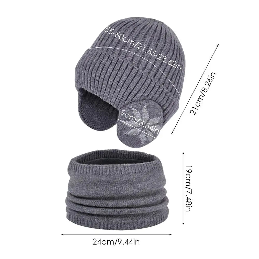 2 in 1 Winter Knitted Cap Neck Warmer USB Heated Beanie Hat Scarf Outdoor Cold Weather Rechargeable Heated Knitting Beanies