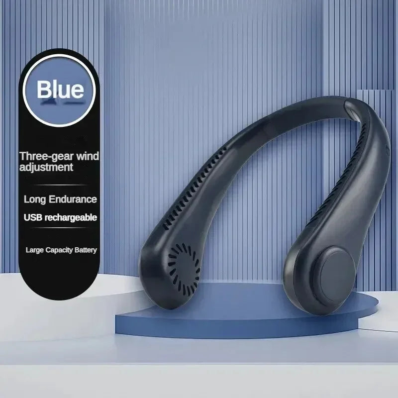 New Mini Neck Fan Portable Bladeless Hanging Neck 1200mAh Rechargeable Air Cooler 3 Speed Mini Summer Sports Fans Waist fan Fan